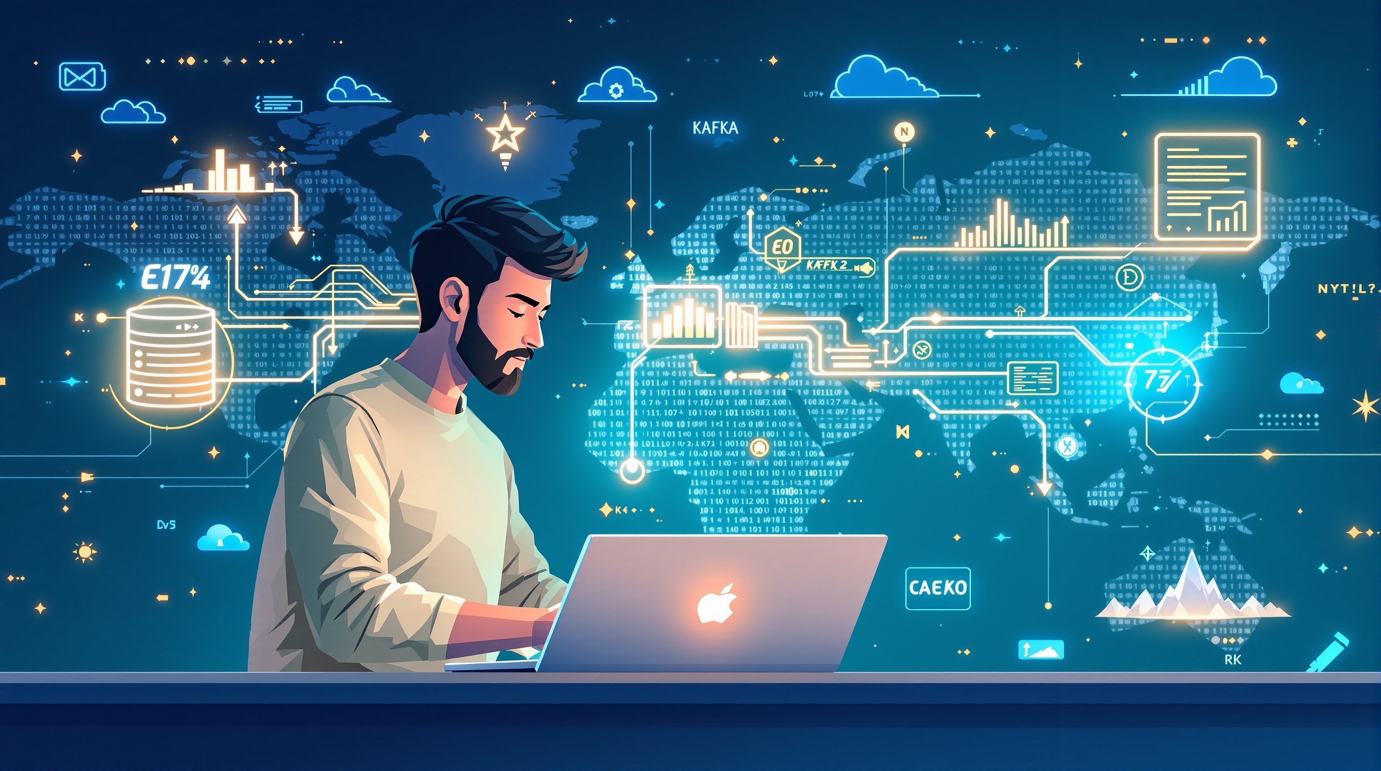 Data engineer trabajando en pipelines de datos para inteligencia artificial