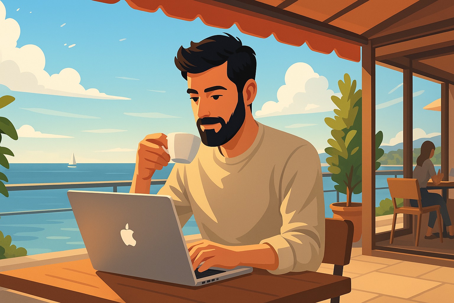 ingeniero de datos trabajando remotamente como nómada digital